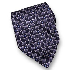 Jos A Bank Necktie Corporate Collection Grey Black Geometric Print Silk Tie
